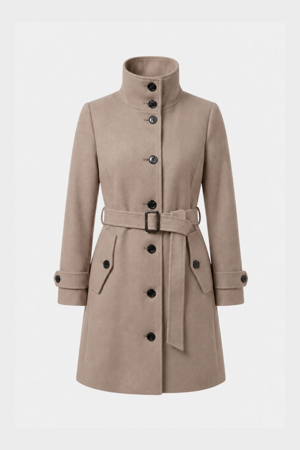 Women's Belted A-Line Coat | Notch Collar