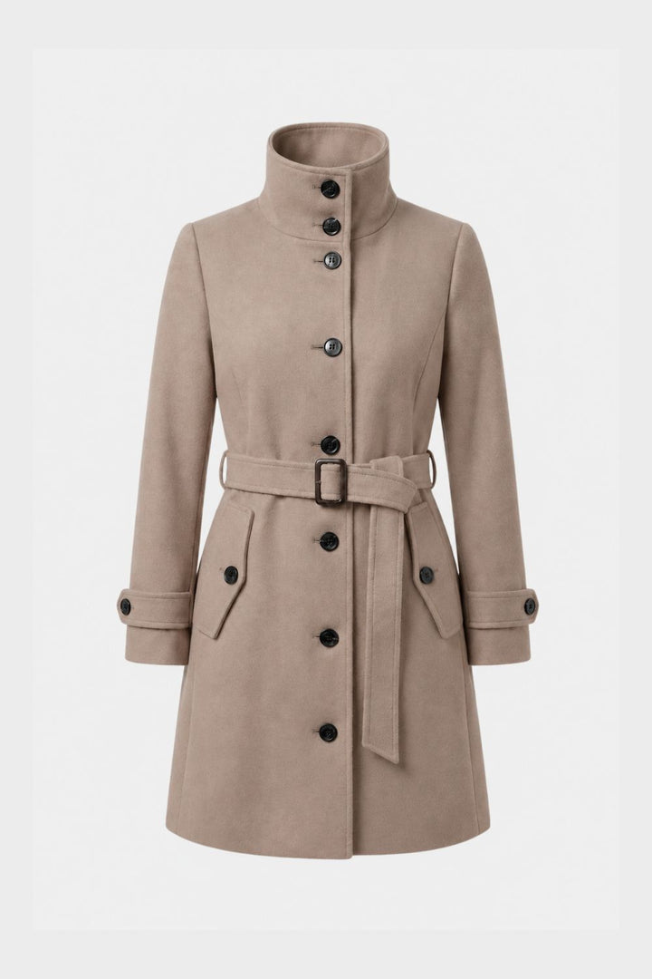 Women's Belted A-Line Coat | Notch Collar