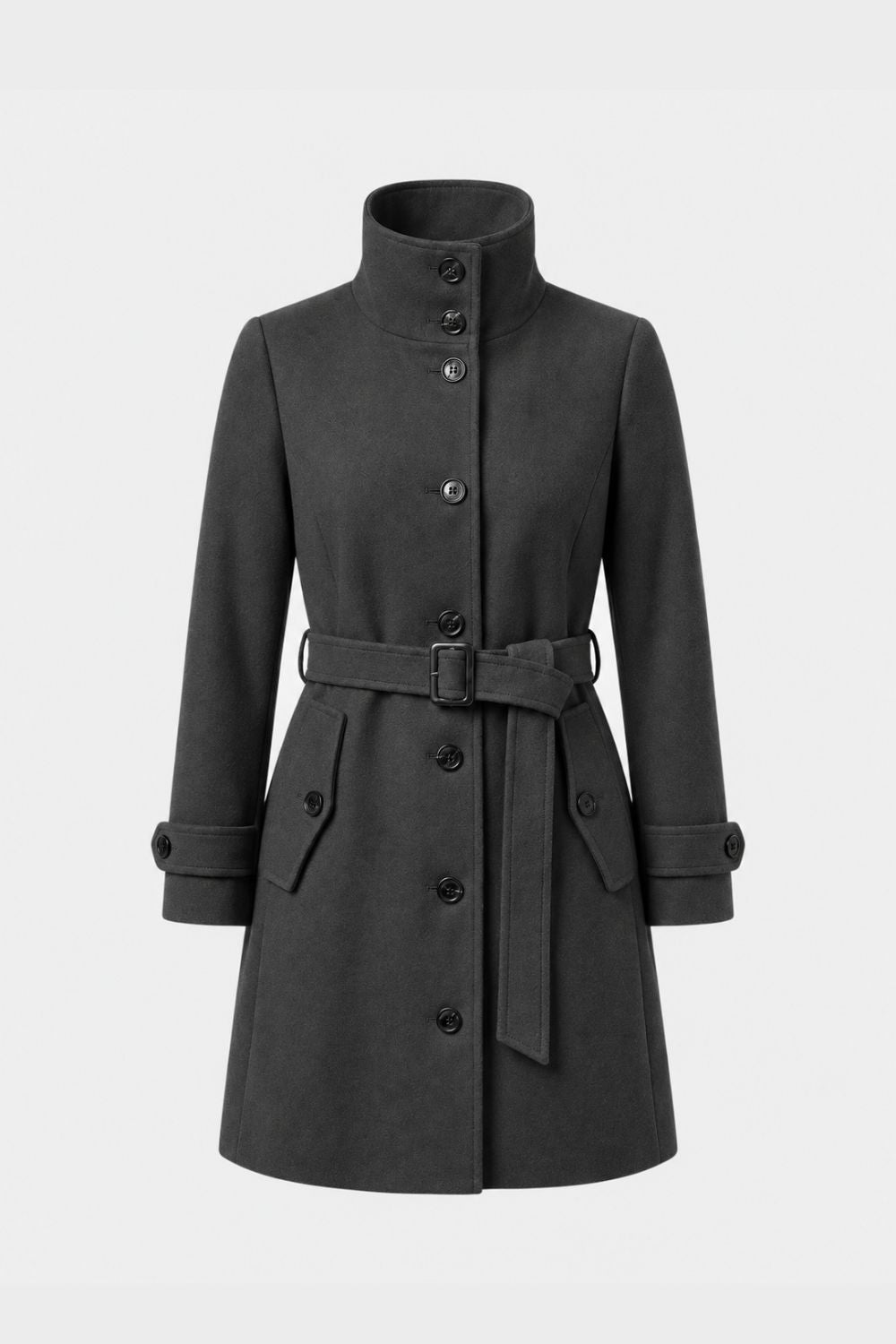 Women's Belted A-Line Coat | Notch Collar