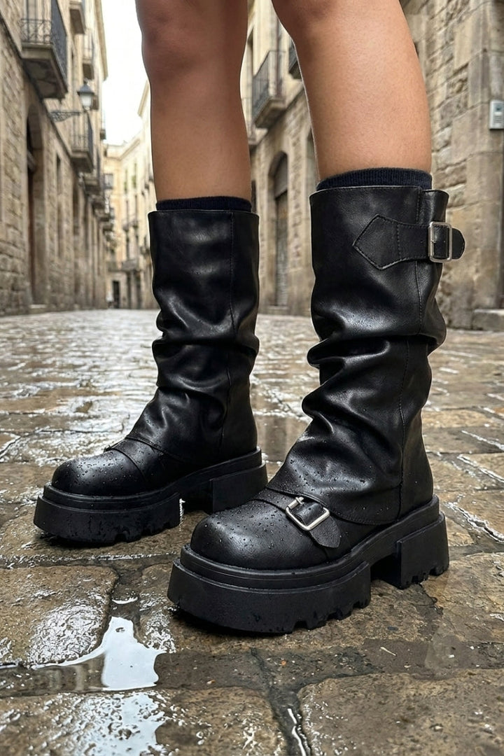 Women's Buckle Boots | Chunky Lug Sole