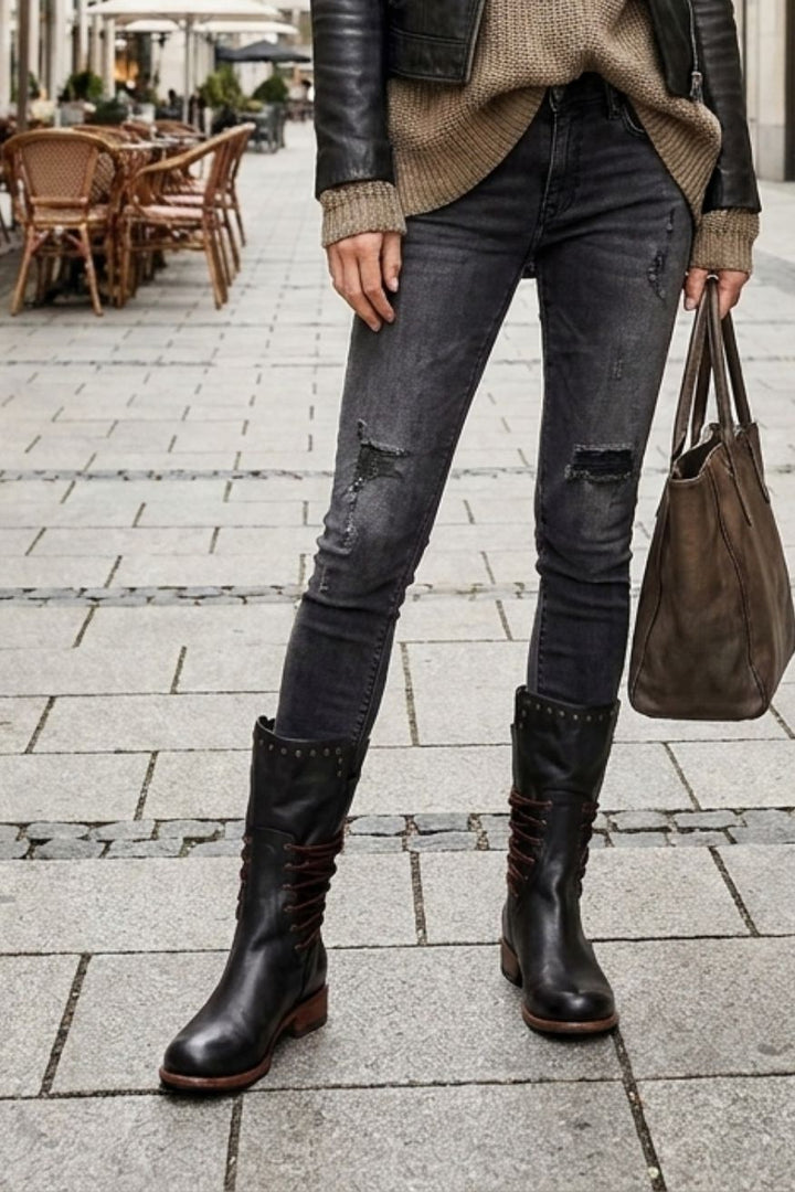 Women's Lace-Up Boots | Studded Cuff