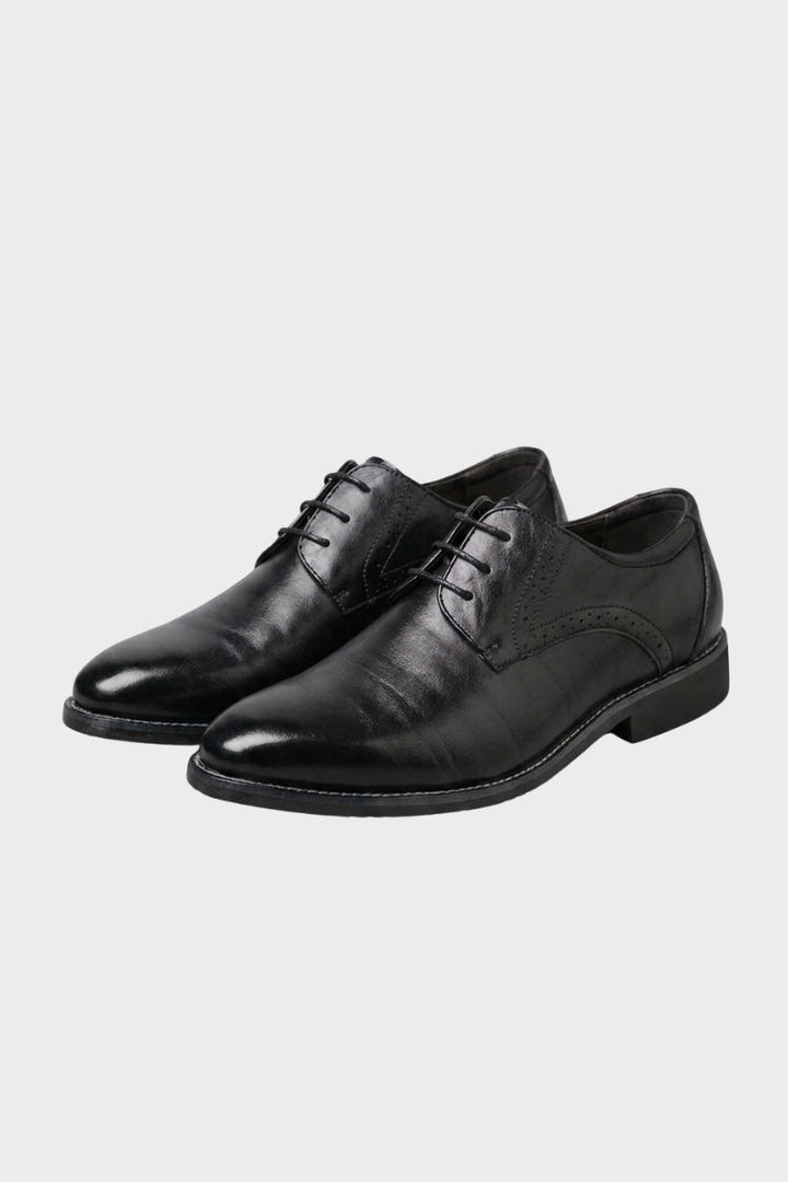 Men's derby shoes with round toe and perforated brogue detailing – 7