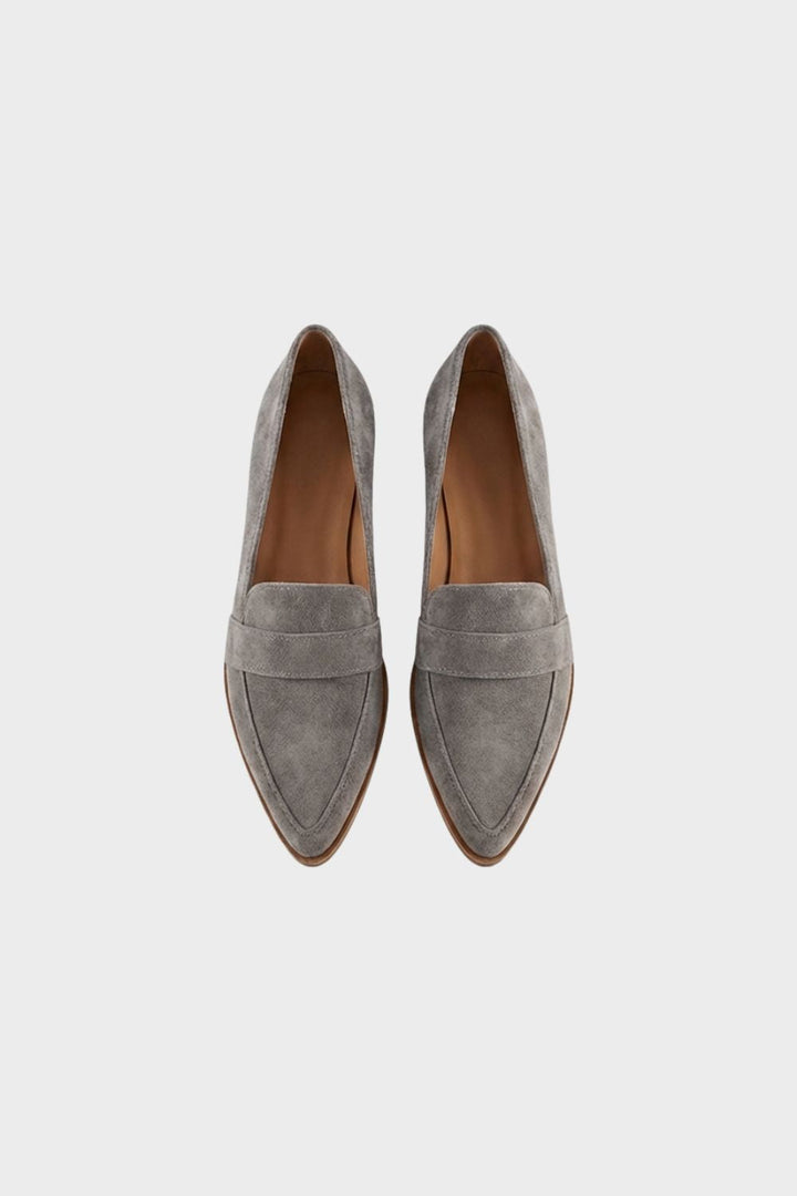 Brown Suede Pointed Loafers for Women