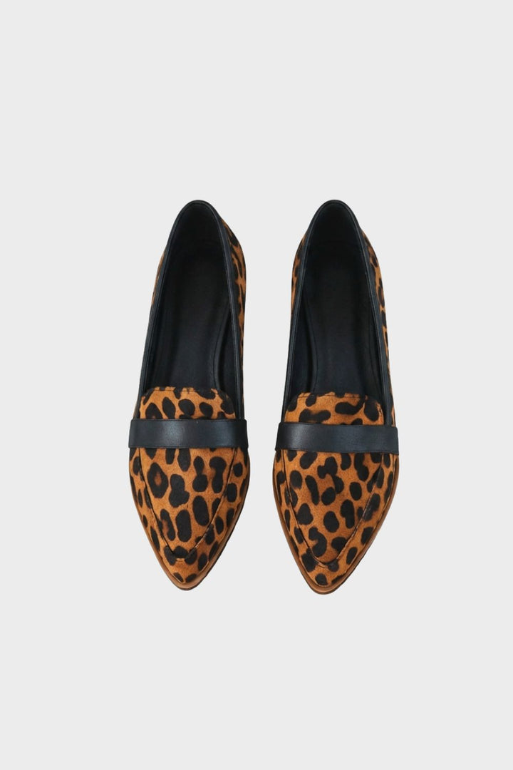 Brown Suede Pointed Loafers for Women