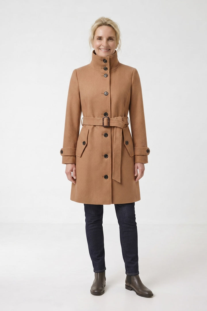 Women's Belted A-Line Coat | Notch Collar