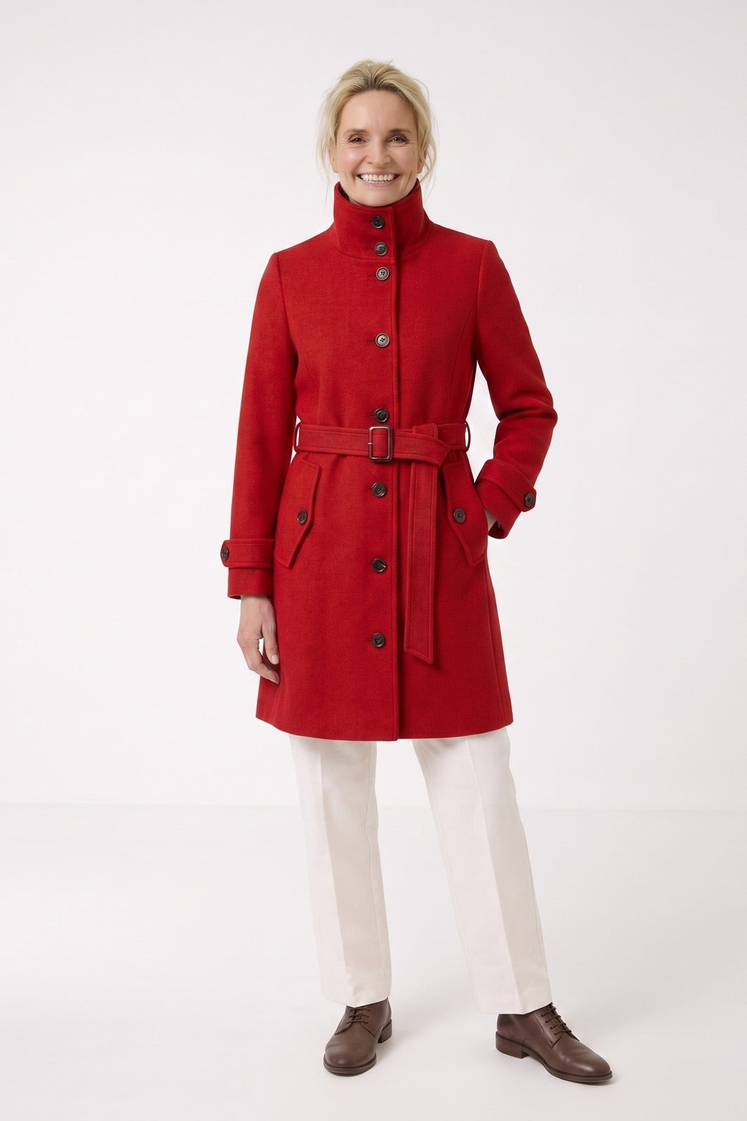 Women's Belted A-Line Coat | Notch Collar