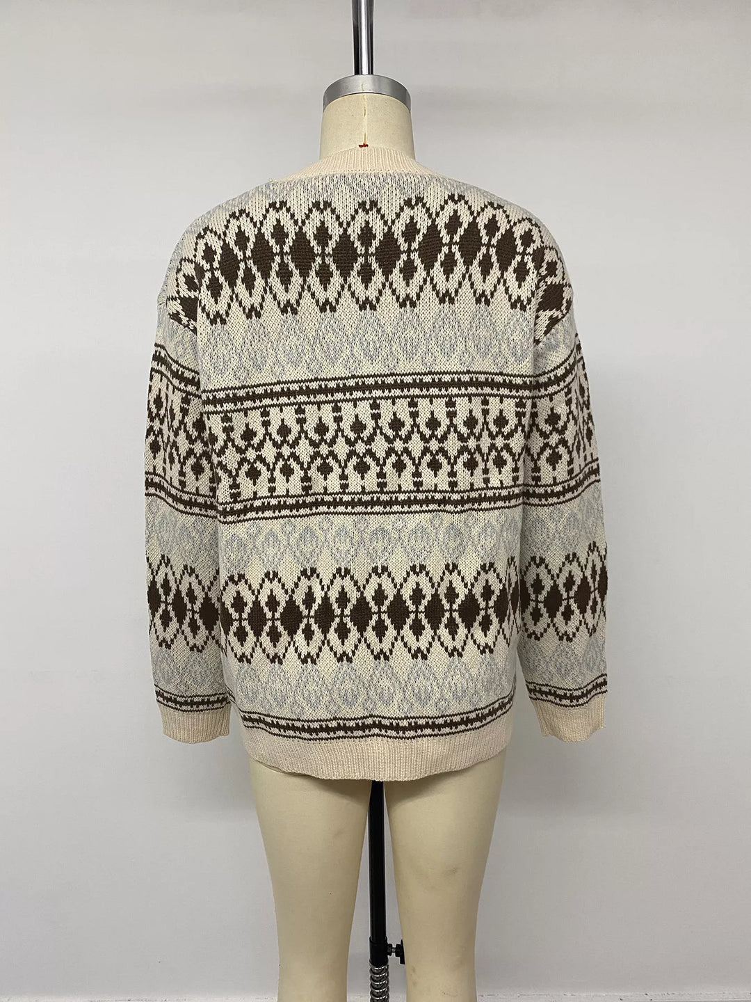 Crew neck ribbed trim relaxed fit in apricot color, back view 2