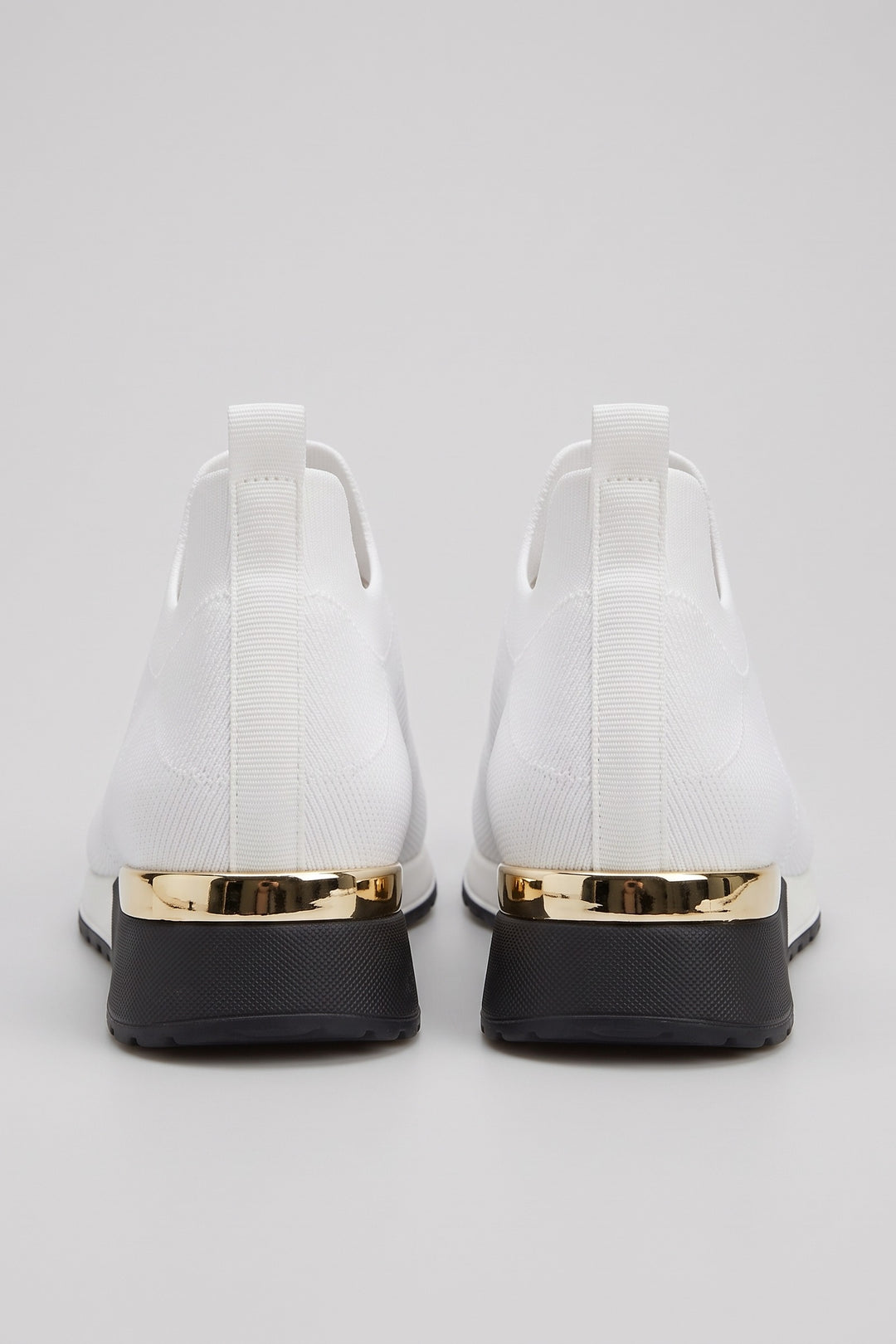 Women's Slip-On Sneakers | Metallic Heel — White — shoe_back — on model
