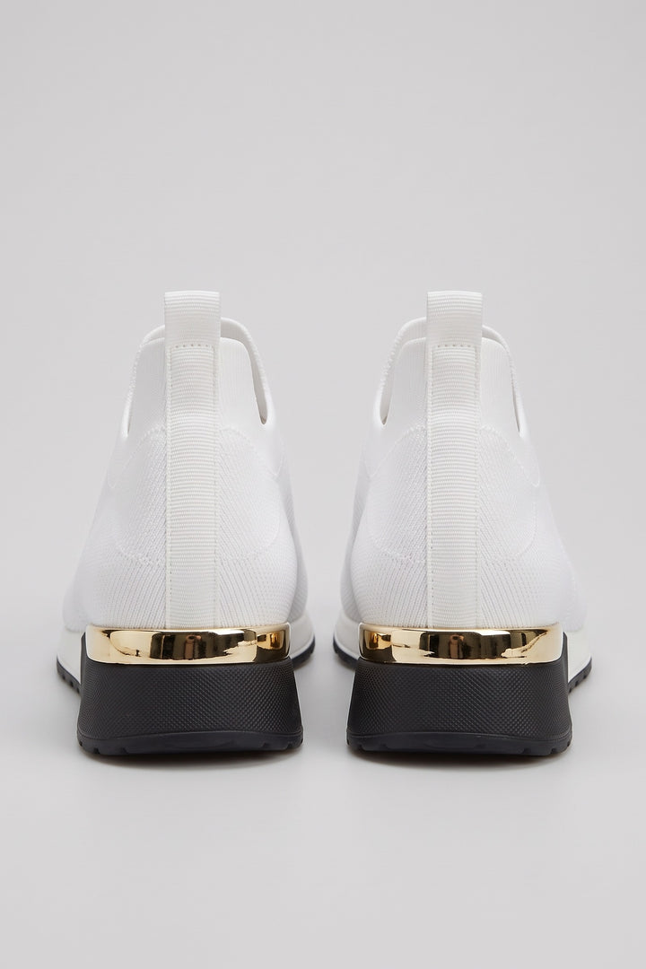 Women's Slip-On Sneakers | Metallic Heel — White — shoe_back — on model