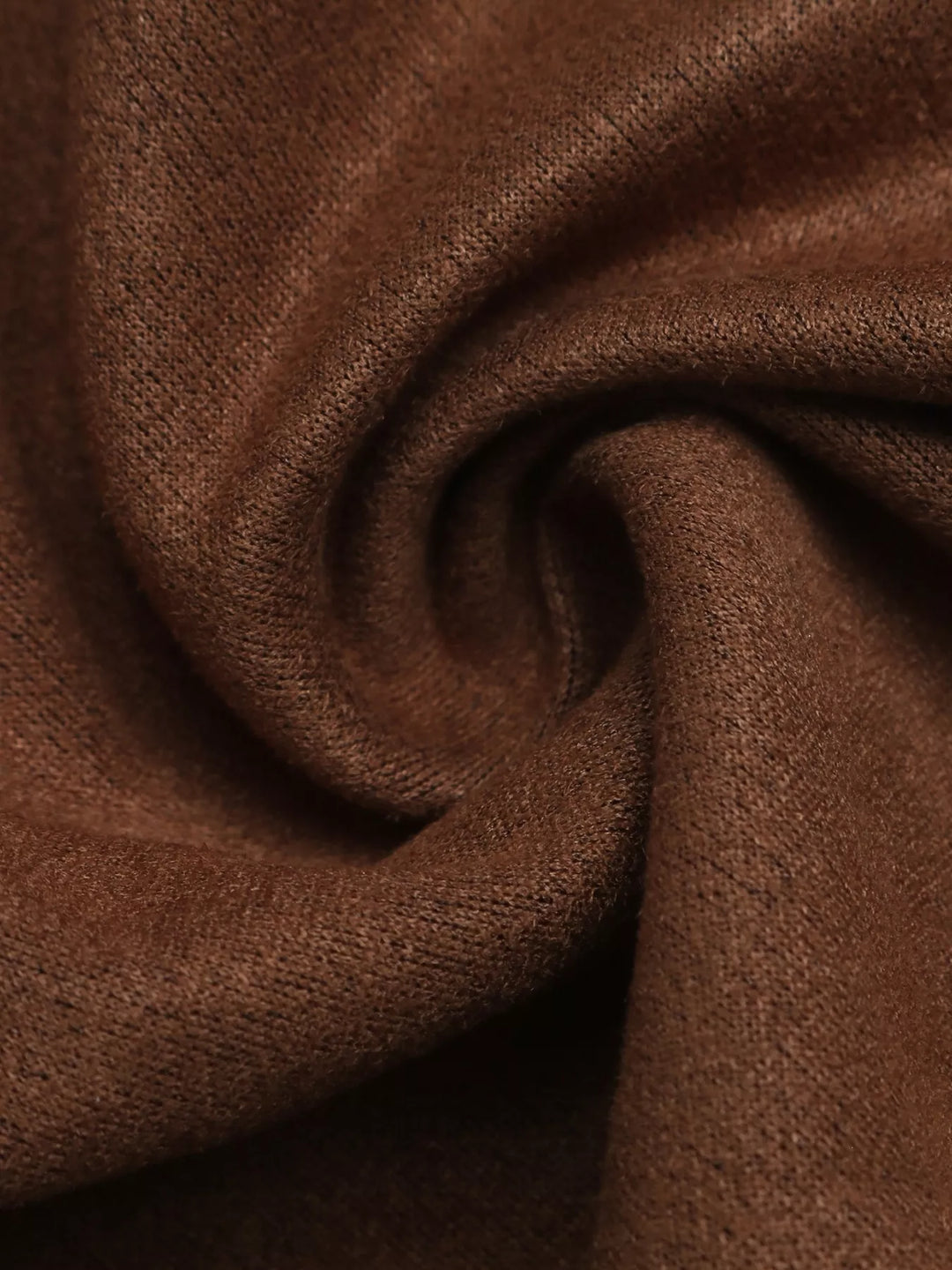 Military stand collar double buttons in coffee brown, close-up detail 4