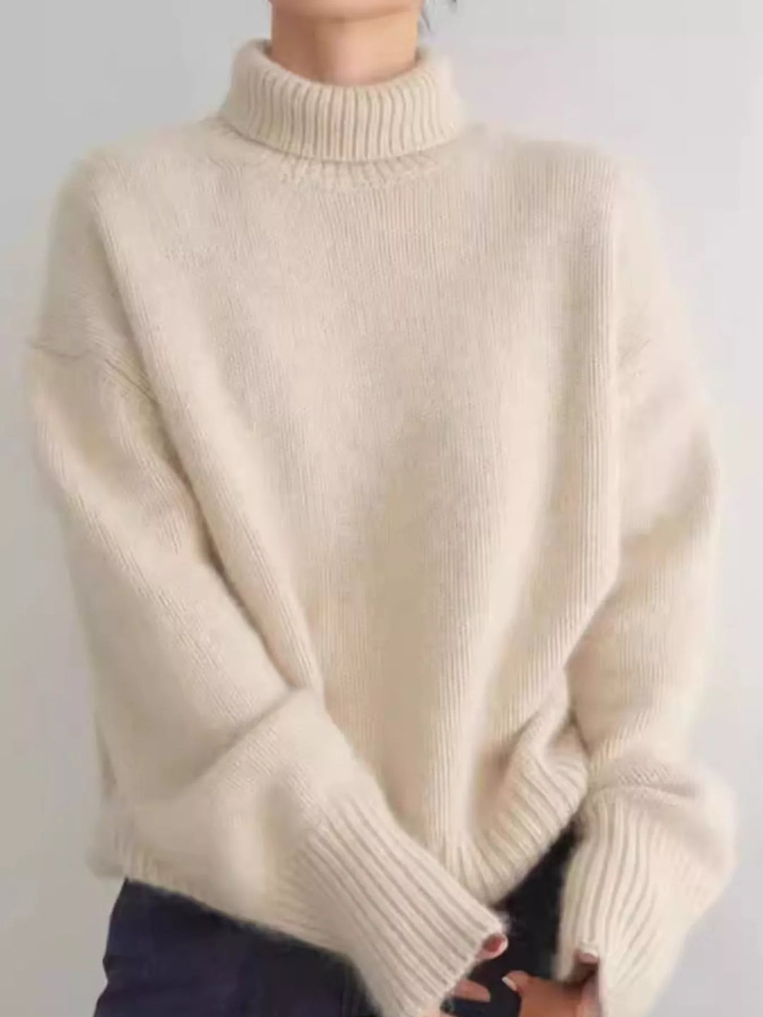 Oversized thermal dropped shoulder in apricot, front view