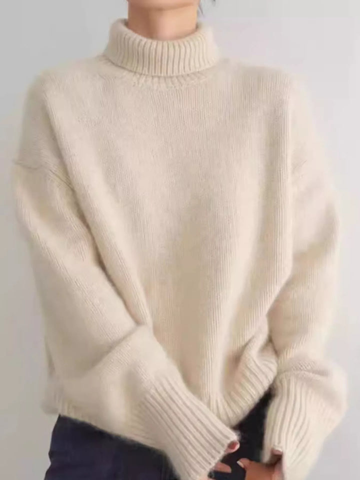 Oversized thermal dropped shoulder in apricot, front view