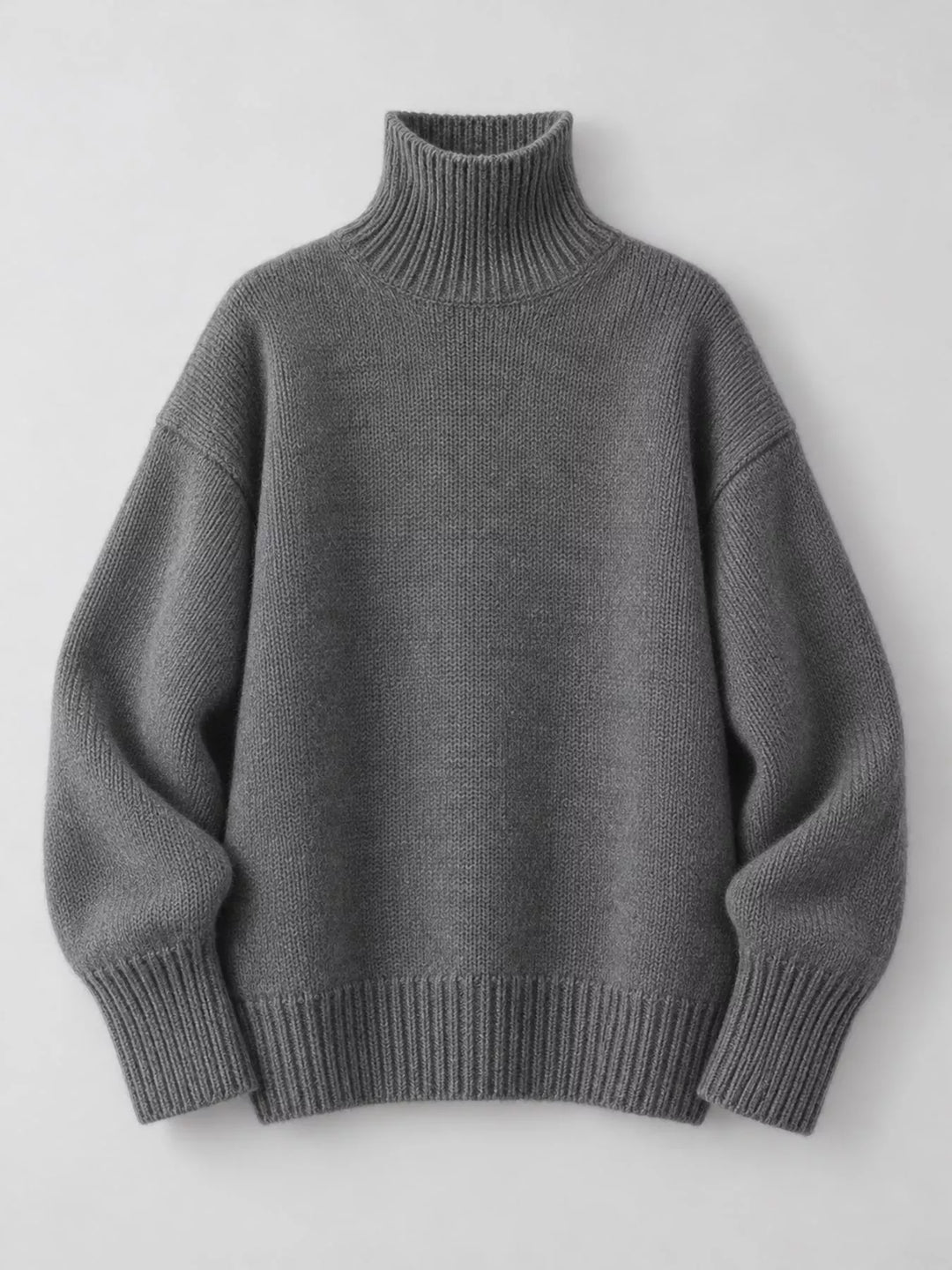Oversized thermal dropped shoulder in dark gray, flat lay
