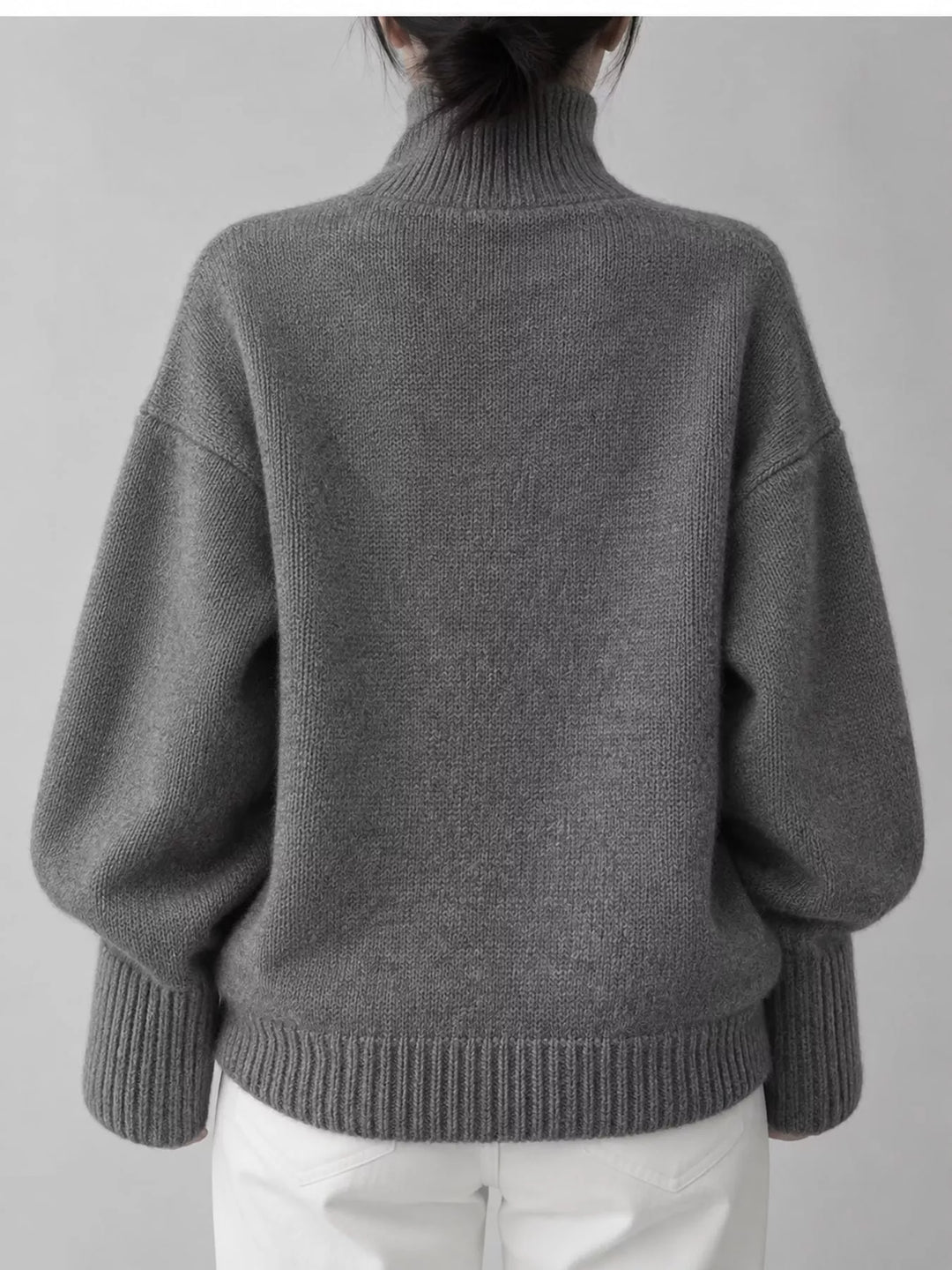 Oversized thermal dropped shoulder in dark gray, front view