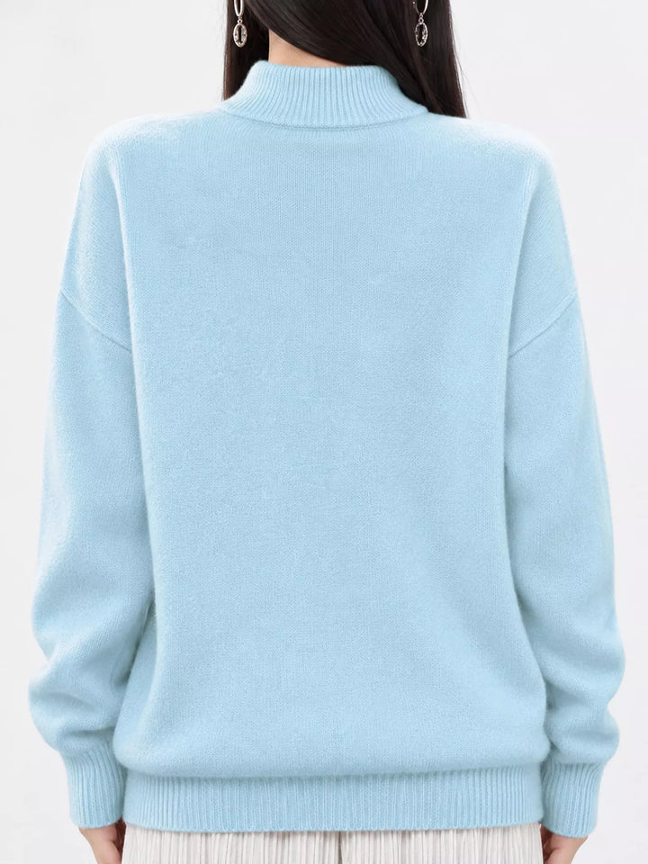 Oversized thermal dropped shoulder in light blue, front view 2