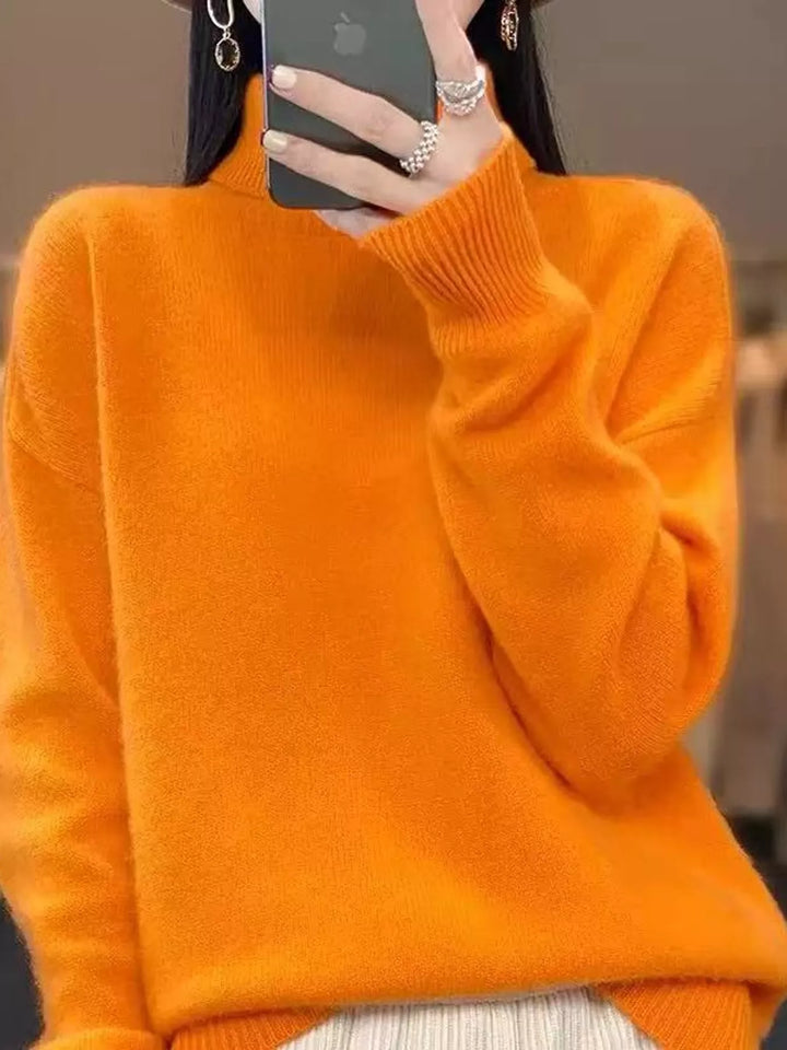 Oversized thermal dropped shoulder in orange, styled on model