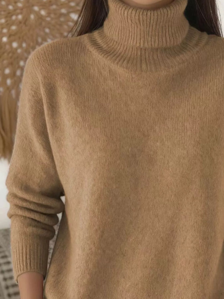 Soft fuzzy look long sleeve ribbed in khaki, close-up detail