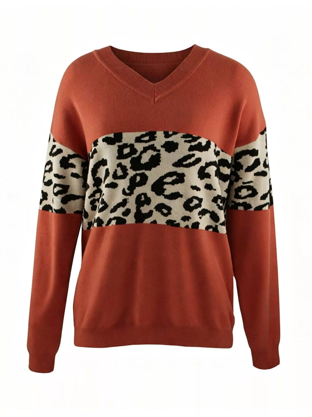 Leopard print panel colorblock design in red, flat lay