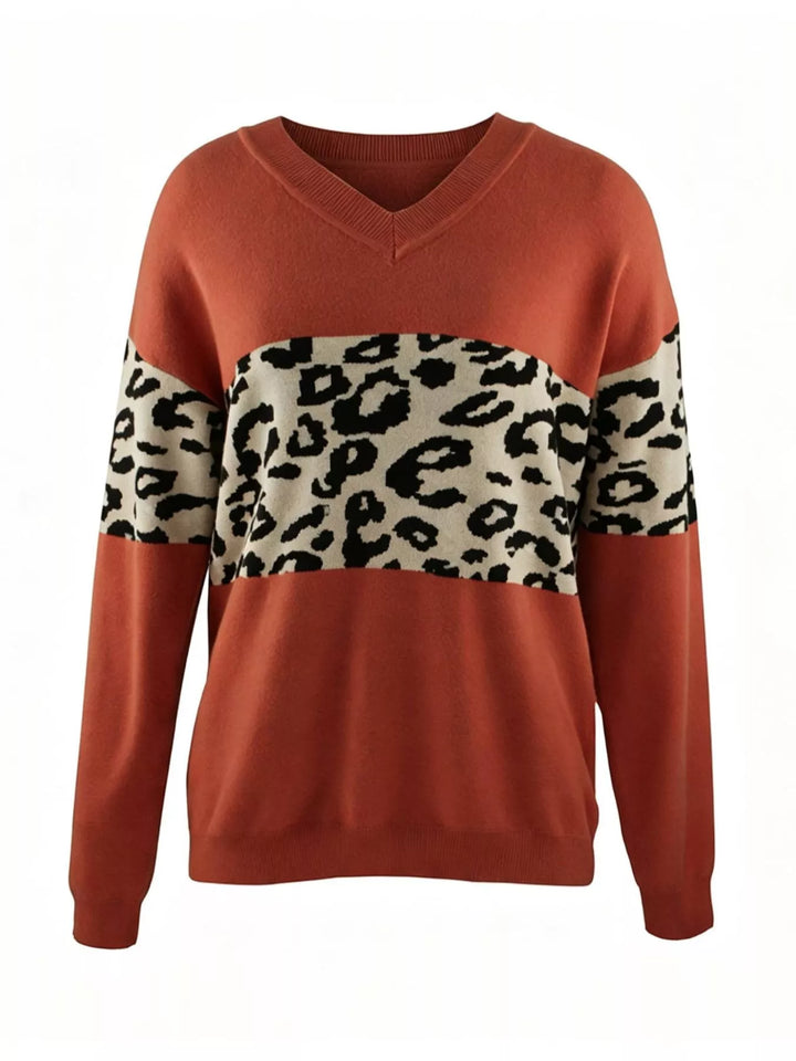 Leopard print panel colorblock design in red, flat lay